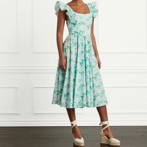 NWT Hill House Daphne Midi Dress In Blue Roses Size XXS